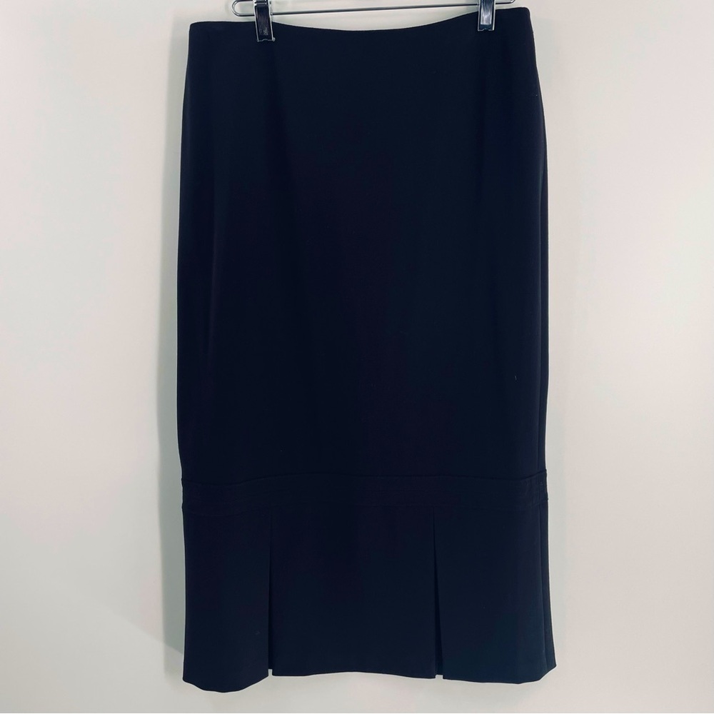 Lena Gabrielle Midi Black Pleat Bottom Zip Back Skirt Office Party Professional